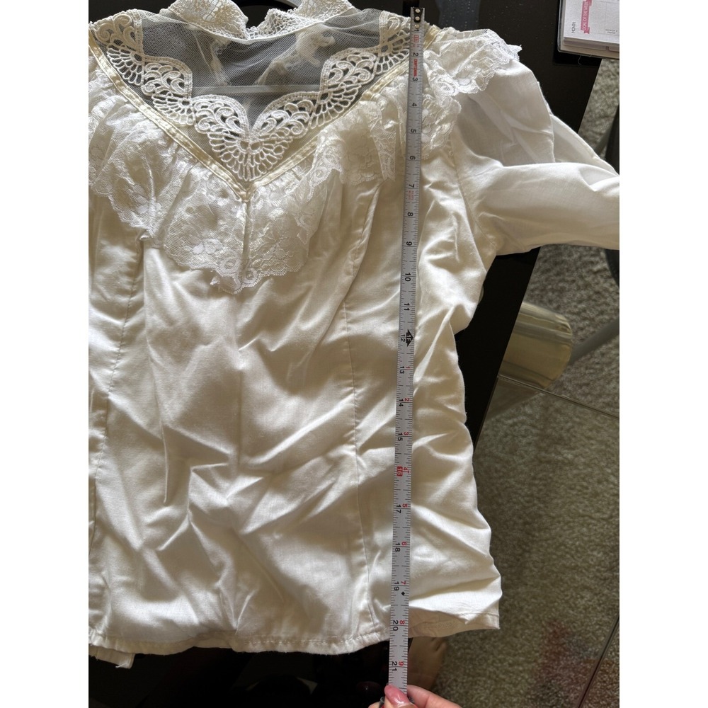 Gunne Sax Vintage Lace Blouse‎ Victorian Edwardian Style Top White Size Small n1 - Picture 7 of 7
